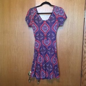 OPEN BACK Red+blue Summer Dress